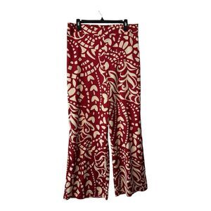 Joie Pants Womens Large Rusty Red‎ Floral Wide Leg Palooza Satin Boho Festival